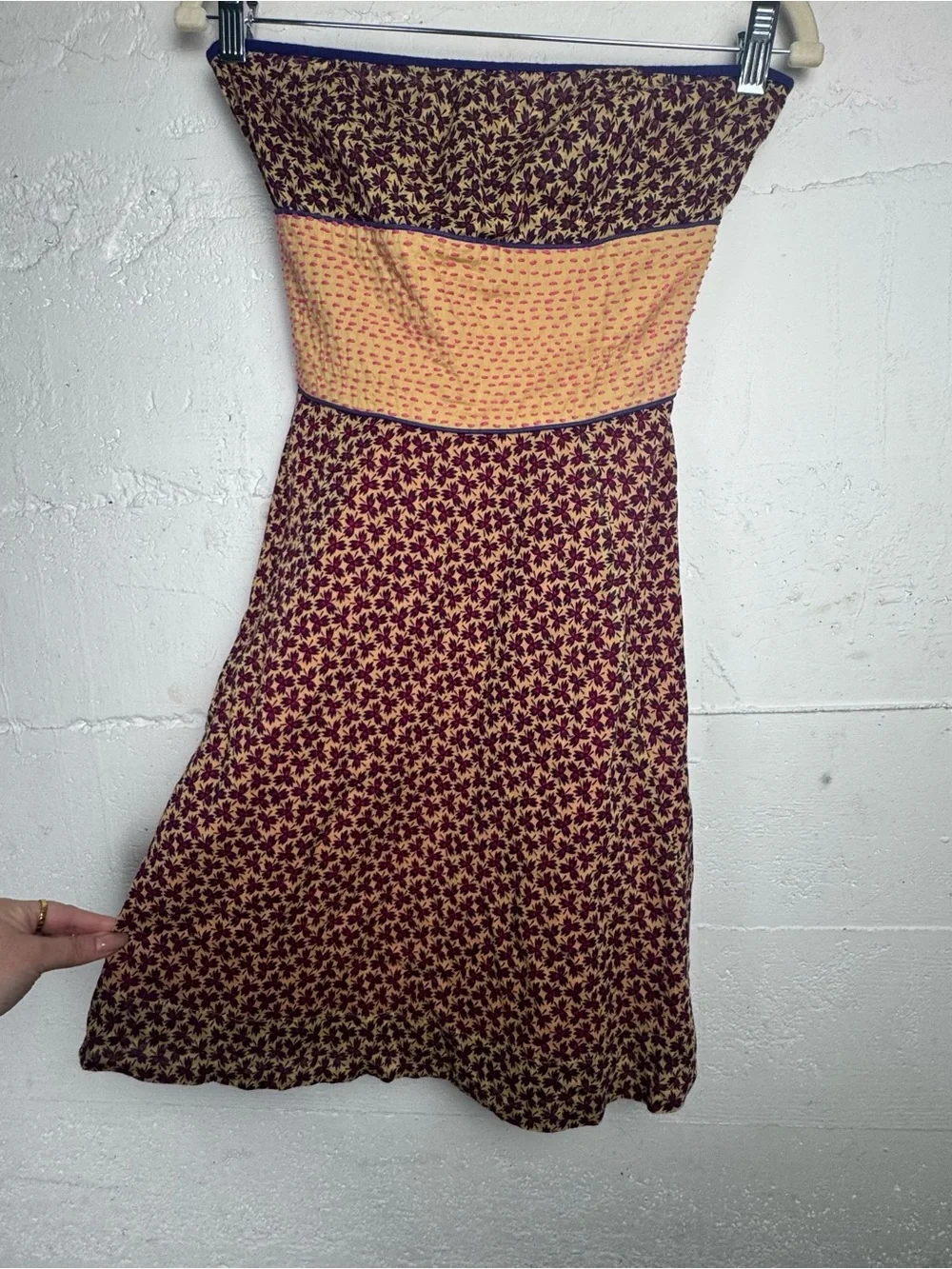 Anthropologie Free People‎ Floral Strapless Summer Dress Bow Tie Back Cotton 6